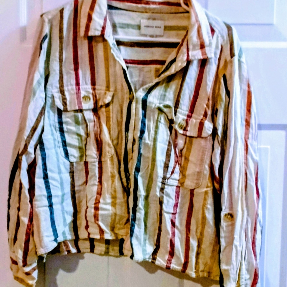 American Eagle Outfitters Multicolor Striped Button Down Shirt